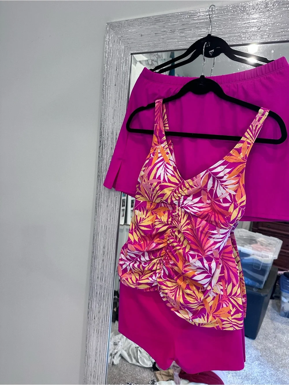 Belle by Kim Gravel Pink & Yellow Tropical Tankini bundle separates